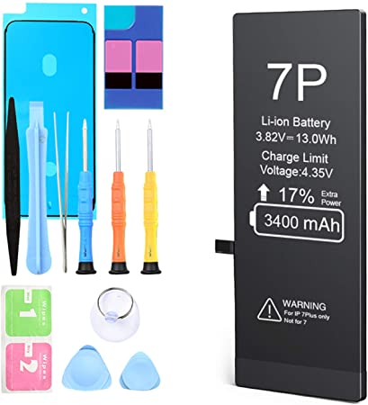 Battery for iPhone 7 Plus，3400mAh High Capacity New 0 Cycle Replacement Battery，for A1661，A1784，A1785，with Complete Professional Replacement Tool Kits