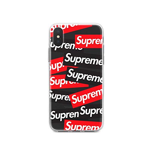 Apple IphoneX Phone Clear Jelly TPU Scratch Proof Case Supreme Red Black Tape Sticker