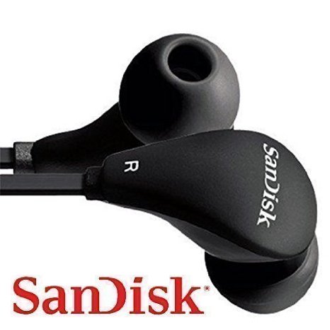 Genuine Sandisk Clip SPORT In-Ear Headphones - Black Earbuds Earphones for Clip Sport Jam Sansa Other MP3 Players