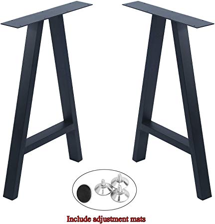 Womio 2Pcs Metal Furniture Legs Rustic Decory A Shape Table Legs,Desk Legs,Heavy Duty Dining Table Legs,Industrial & Modern,Black(H28 x L17.5 inchs)