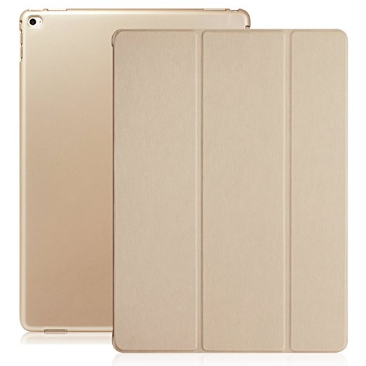 KHOMO iPad Pro Case 12.9 Inch - DUAL Gold Super Slim Cover with Rubberized back and Smart Feature (Built-in magnet for sleep / wake feature) For Apple iPad Pro 12.9'' Tablet