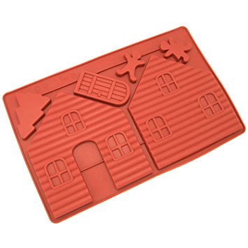 Freshware CB-700RD Silicone Gingerbread and Chocolate House Mold - 2 pcs