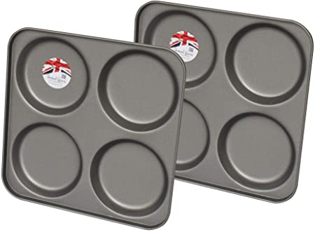 2X 4 Cup Yorkshire Pudding Tray Non-Stick, Made in England