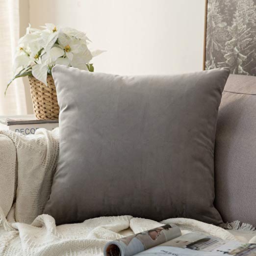 MIULEE Velvet Soft Soild Decorative Square Throw Pillow Covers Cushion Case for Sofa Bedroom Car 18 x 18 Inch 45 x 45 cm