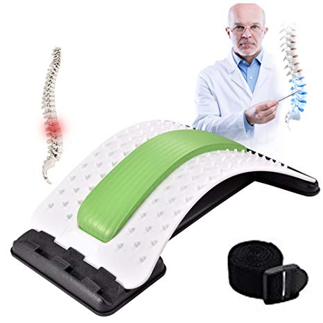 CareforYou Back Stretcher - Lower and Upper Back Pain Relief, Lumbar Stretching Device，Posture Corrector - Back Support for Office Chair | Get Muscle Tension (White/Green) for Black Friday Gift