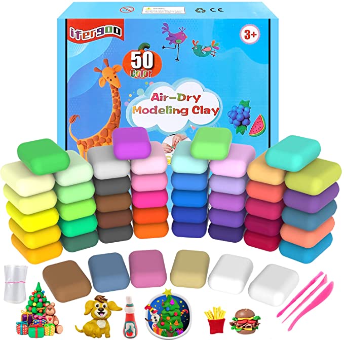 QMAY Modeling Clay, 50 Colors air Dry Clay for Kids, Sculpting Clay molding Clay for Slime add Supplies, Safe and nontoxic, Ideal DIY Gift for Boys Girls