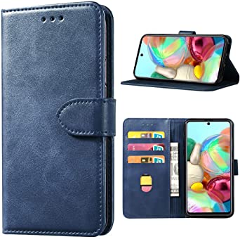 Samsung Galaxy A71 Case Wallet Shockproof Flip Flap Foldable Magnetic Clasp Protective Cover case with Cash Credit Card Slots and for Galaxy A71 (Blue)