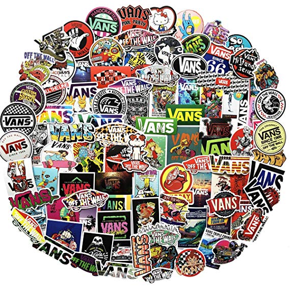 Fashion Brand Vans Logo Skateboard Stickers 100Pcs Variety Vinyl Car Sticker Motorcycle Bicycle Luggage Decal Graffiti Patches Skateboard Stickers for Laptop Stickers （Vans）