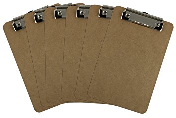 Trade Quest Memo Size 6'' x 9'' Clipboard Low Profile Clip Hardboard (Pack of 6)