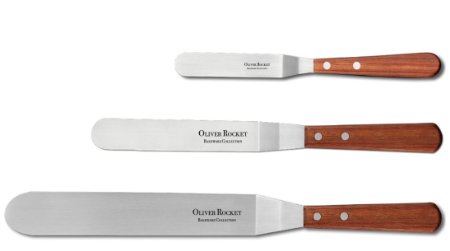 Offset Spatula Set with Wood Handle - Professional Cake Decorating Tools - 4", 6" & 8" Stainless Steel Cake Spatula Variety Set
