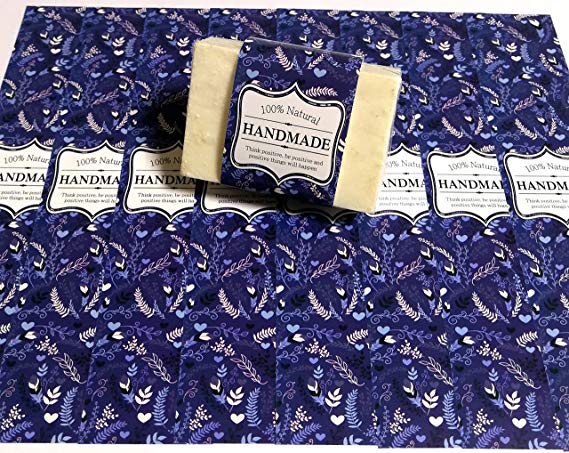 ZZYBIA Wrap Paper Tape for Homemade Soap Bar Handmade Products 20pcs (Vertical 2 - Sapphire)
