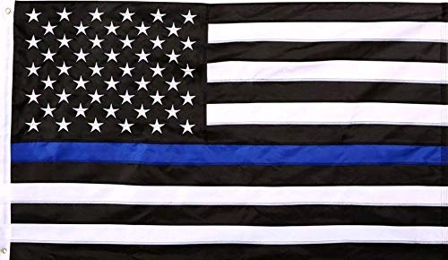 American Police Flag 3x5 Foot Thin Blue Line Flag, Honoring Law Enforcement Officers Flag 2 Brass Grommets Bright Color UV Fade Resistant