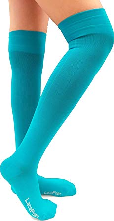 Lace Poet Surgical Over the Knee Compression Socks - TURQUOISE TEAL Thermal Antimicrobial