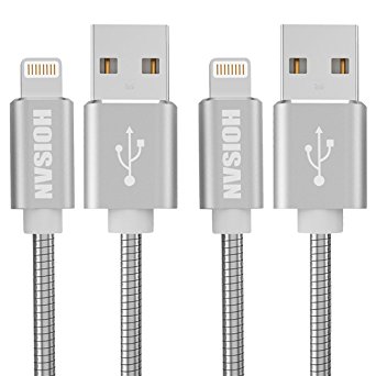 HOISAN 2 Pack Lightning Cable 1m /3.3ft iPhone Charger Cord 8 pin Lightning to USB Tangle-free Apple Charging Lead for iPhone X/ 8/ 8 Plus/ 7/ 7 Plus/6 /6s/ 6 plus/ 6s plus/ SE/ 5s/ 5c/ iPad/ iPod