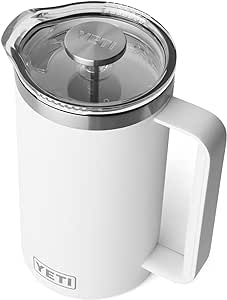 YETI Rambler 34 oz. French Press Coffee Maker, with GroundsControl Filter, White