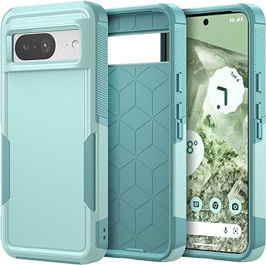 CASEVASN Defender for Google Pixel 8 Case, Heavy Duty Hard Back & Soft Edge TPU Slim Anti-Drop Armor Rugged Premium Shockproof Protector Phone Case Cover for Google Pixel 8 (Mint)