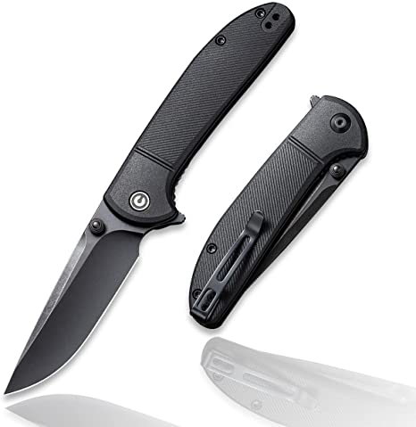 CIVIVI Flipper Pocket Knife, 3.25" Black Stonewashed 9CR18MOV Blade Liner Lock Badlands Vagabond Knife For EDC C2019E