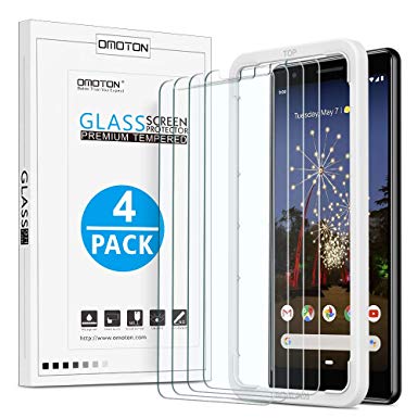 [4 Pack] OMOTON Screen Protector for Google Pixel 3a XL - [Updated Version] Tempered Glass Screen Protector for Google Pixel 3a XL 2019 Released, Not Full Coverage