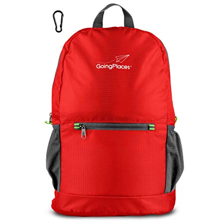 Going Places Packable Travel Backpack; Durable Double-Layer Bottom; Small & Light 20L Daypack Easily Foldable Into Attached Pouch; Water Resistant; Hiking, Disney, Camping, Cruises, Planes, Cycling