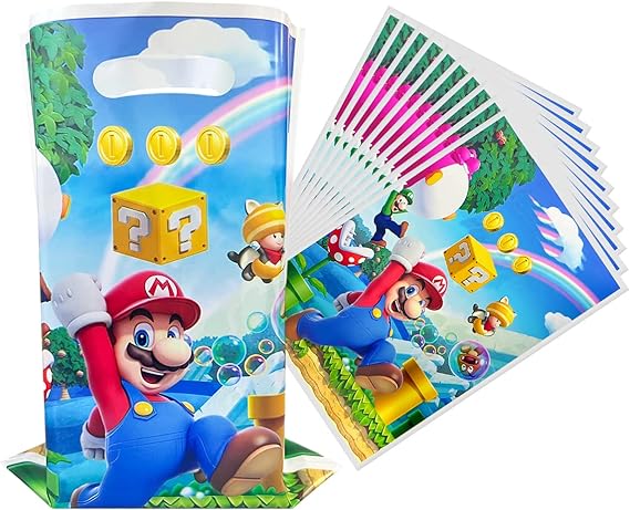 Venanoci 30Pcs Super Bros Mario Party Gift Bags Girl and Boy Birthday Party Supplies Decorates