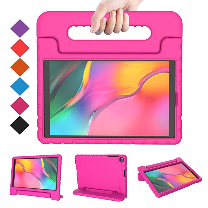 BMOUO Kids Case for Samsung Galaxy Tab A 10.1 (2019) SM-T510/T515, Shockproof Light Weight Protective Convertible Handle Stand Kids Proof Case for Galaxy Tab A 10.1 Inch 2019 Release - Rose