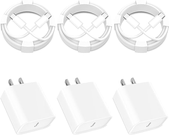 【MFi Certified】iPhone 15 Charger Fast Charging, Assrid 3Pack 20W USB-C Power Type-C Wall Charger Block 6FT USB-C to USB-C Charge Cable for iPhone 15/15 Plus/15 Pro/15 Pro Max/iPad Pro/Air/Mini/AirPods