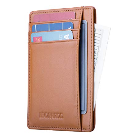 Leopardd Slim RFID Blocking Leather Wallets for Men & Women,Minimalist Credit Card Holder