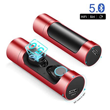 Wireless Bluetooth Earbuds Touch Control Hi-Fi Headphones with Charging Case Dual Microphone Headset, Deep Bass Sound Waterproof Sport Running Exercise Painless Earphones Android iOS Headset