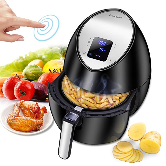 Electric Air Fryer, Blusmart Power Air Frying Technology with Temperature and Time Control LED Display 3.4Qt/3.2L 1400W Fry Basket