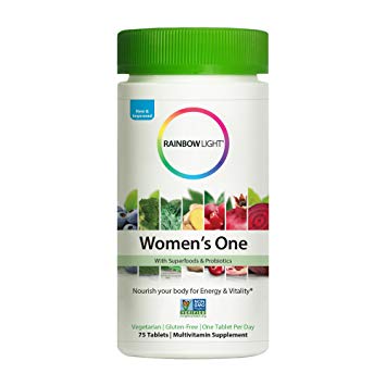 Rainbow Light Women's One Non-GMO Multivitamin Plus Superfoods, Probiotics; Vegetarian and Gluten Free - 75 Tablets