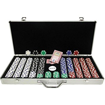 Trademark 650 11.5-Gram Dice-Striped Poker Chips in Aluminum Case
