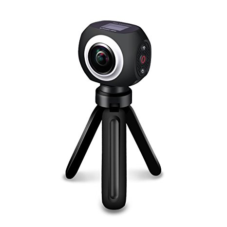 360 Degree VR Camera, Poweradd Real 360 Degree High Resolution Wifi UHD,4K/15FPS, 2.7K/25FPS, 1080P/30FPS,360°Wide Angle Lens Wireless Sports Action Camera with app control