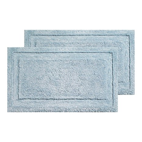 InterDesign Microfiber Bathroom Shower Accent Rug - Pack of 2, Water