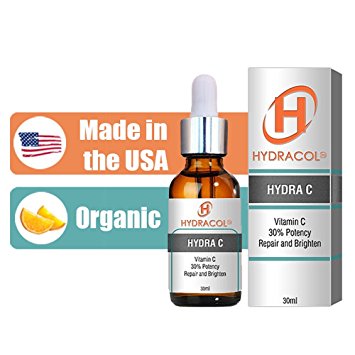 Hydracol Best Vitamin C Serum for Face, Natural, Organic Moisturizer with Hyaluronic Acid, Anti Aging, Repair Sun Damage, Dark Circles Fine Lines and Wrinkles