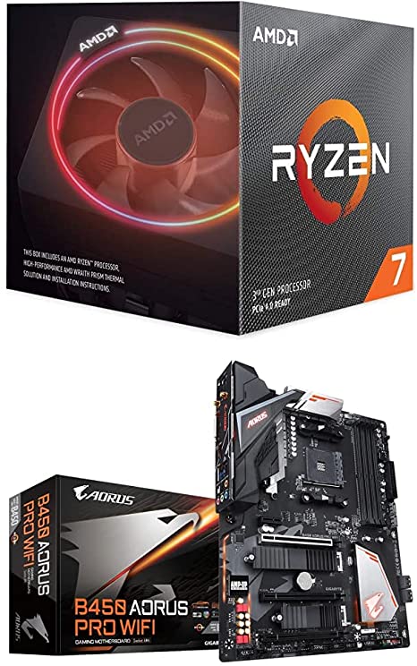 AMD Ryzen 7 3700X 8-Core 16-Thread Unlocked Desktop Processor w/ Wraith Prism LED Cooler   GIGABYTE B450 AORUS PRO Wi-Fi (AMD Ryzen AM4/ATX/M.2 Thermal Guard w/ HDMI/DVI/USB 3.1Gen 2/DDR4/Motherboard)