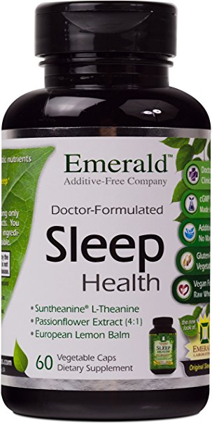 Sleep Health - with Suntheanine®, L-Theanine & Passionflower Extract - Promotes Nighttime Calmness, Relaxation, & Restful Sleep - Emerald Laboratories - 60 Vegetable Capsules