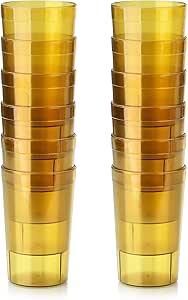 New Star Foodservice 46687 Tumbler Beverage Cup, Stackable Cups, Break-Resistant Commercial SAN Plastic, (9.5 oz, Amber) Set of 12