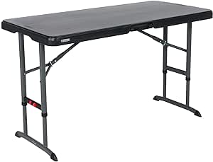 Lifetime 4-Foot Commercial Adjustable Folding Table, Black