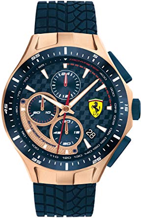 Ferrari Men's Race Day Stainless Steel Quartz Watch with Silicone Strap, Blue, 22 (Model: 0830699)