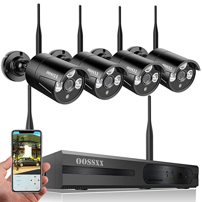 Wireless Security System,Wireless Home Security Camera,8-Channel HD 1080P NVR with 4Pcs 960P Wireless Camera,WiFi Camera System,Wireless Home Camera System,Indoor/Outdoor,P2P,App,No HDD.