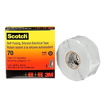 Scotch 70 Self-Fusing Silicone Rubber Electrical Tape, 1" Width, 30 Foot Length (Pack of 1)