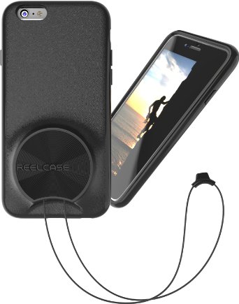 ReelCase - iphone6 case with lanyard black - retractable neck strap integrated into protective case