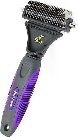Pet Dematting Tool By Hertzko - for Dogs and Cats - Removes Loose Undercoat, Mats and Tangled Hair- Great Grooming Comb Tool for Brushing, Dematting and Deshedding. (Grey)