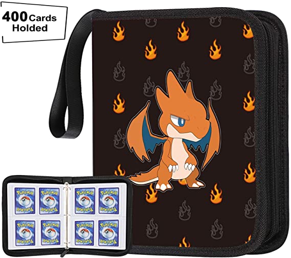 POKONBOY Carrying Case Binder Fit for Pokemon Cards Holder, 400 Baseball Card Sleeves Compatible with Pokemon Binders for Cards Perfect for Skylanders, Top Trumps and Baseball Card Binder