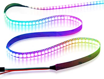 Aclorol WS2812B 144 Pixels Individually Addressable RGB LED Strip 5V, Aclorol 3.3ft Programmable WS2812B WS2812 1M 144 LEDs Dream Color Strip Lighting Non-Waterproof Black PCB