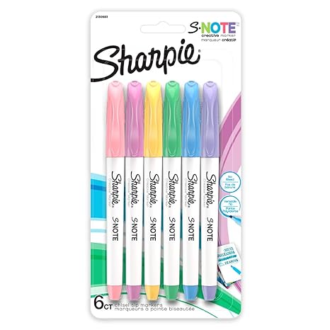 SHARPIE S-Note Assorted Creative Markers | Chisel Tip |Art Supplies for Artists|Stationery Items for School |Pack of 6