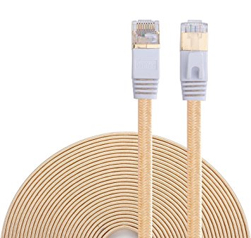 Cat 7 Ethernet Cable, DanYee Nylon 50ft CAT7 High Speed Professional Gold Plated Plug STP Wires CAT 7 RJ45 Ethernet Cable 3ft 10ft 16ft 26ft 33ft 50ft 66ft 100ft (Gold 50ft)
