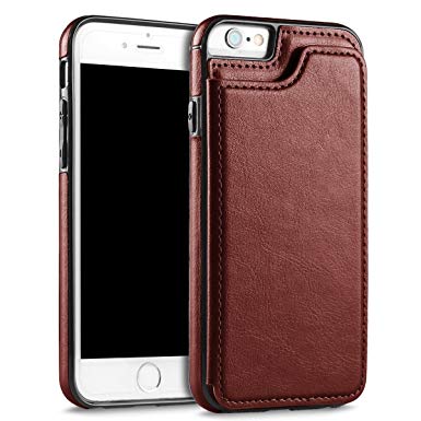 UEEBAI Case for iPhone 7 Plus 8 Plus, Luxury PU Leather Case [Two Magnetic Clasp] [Card Slots] Stand Function Practical Soft TPU Case Back Wallet Flip Cover for iPhone 7 Plus/iPhone 8 Plus - Brown