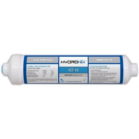Hydronix ICF-10 Inline Coconut Filter 2000 Gal, 2" OD X 1 0" Length, 1/4" FNPT