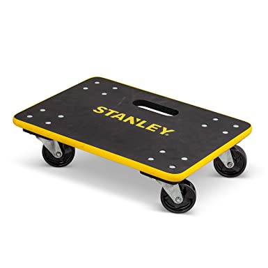 Stanley MS572 Plywood Moving Dolly with 200 kg Capacity, Heavy Duty Roller Transport Trolley Aid with Outer Plastic Bump Guard and Inbuilt carry on handle, Black Colour,(45 x 30 x 13.5 cm)